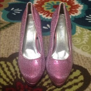 Pink Sequin Pumps